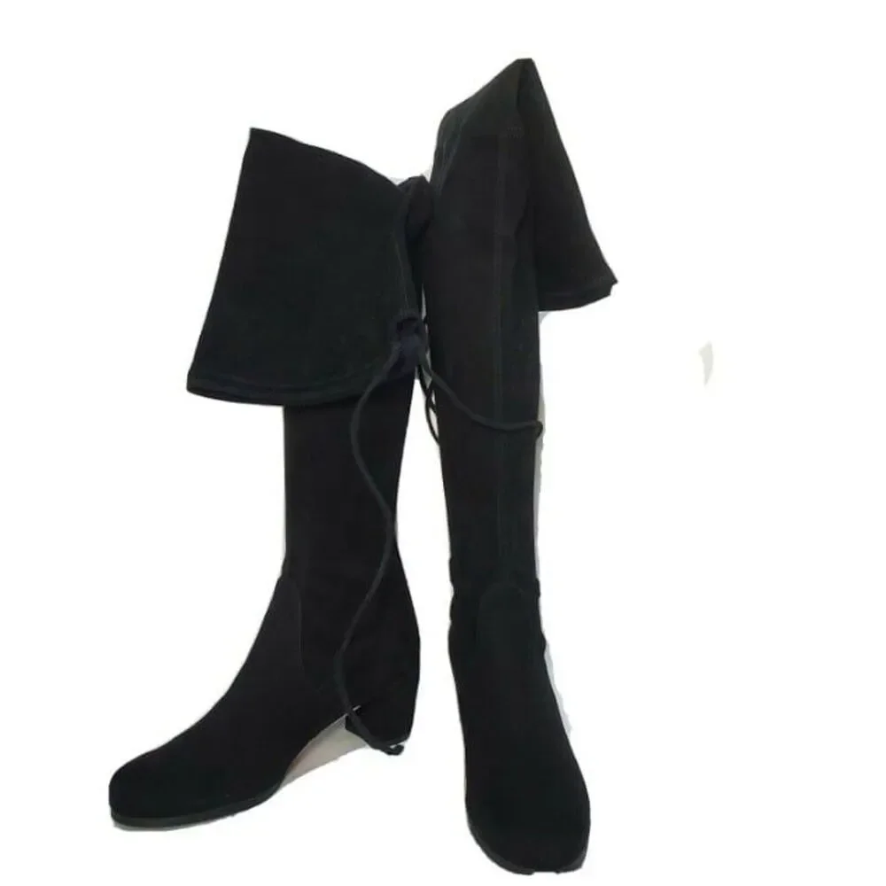 Stuart Weitzman women OTK boots Hinterland black suede heel sz 8.5 new